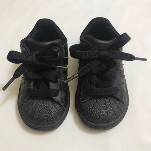 Kids Adidas All Black Superstar Shoes